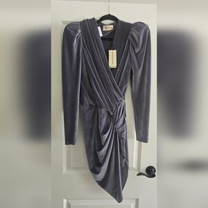Velvet Long Sleeve Wrap  Dress